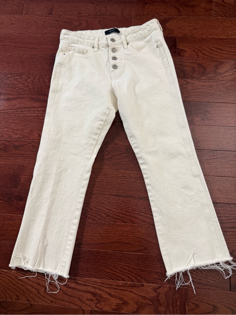OLGYN White Button Fly Wide Leg Denim Jeans Women’s Size 6